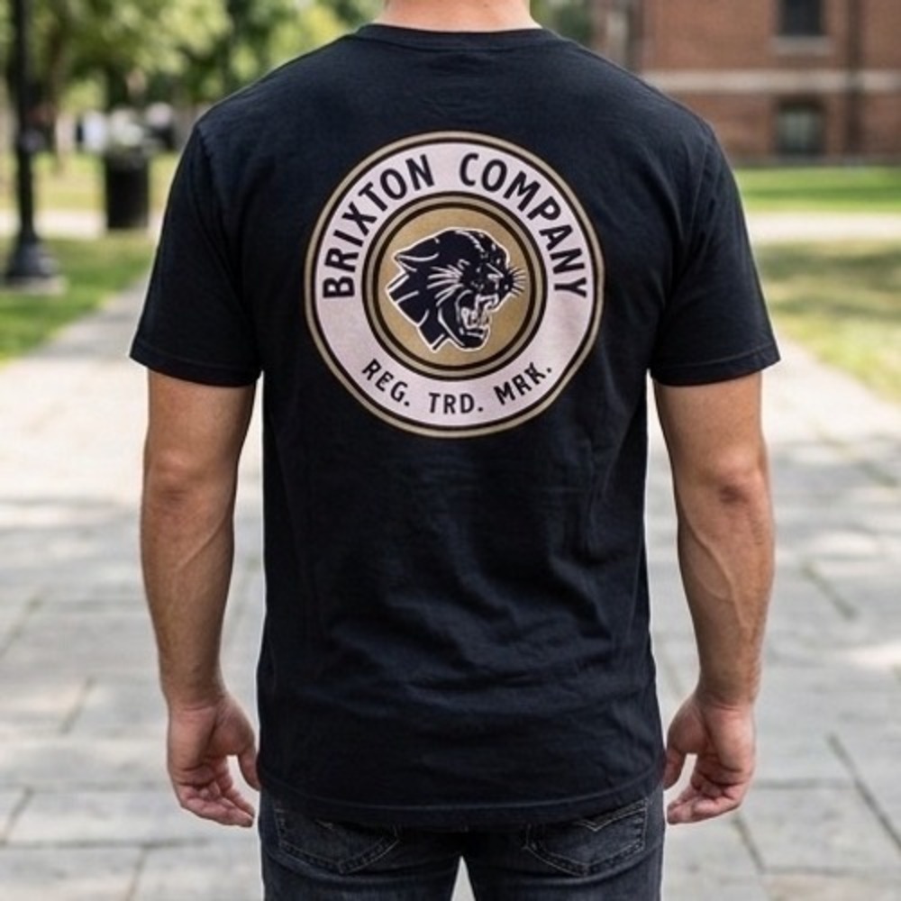 Brixton Company Mens Panther Graphic T-Shirt Black Standard Fit Medium
